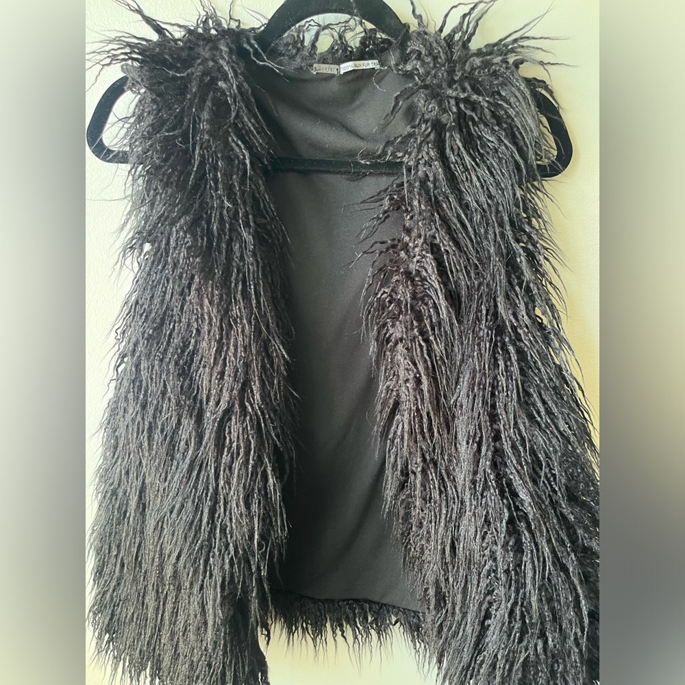 Black Faux Fur Vest- Size Medium